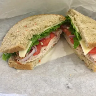 turkey on stuffing bread w/ choice of cheese.