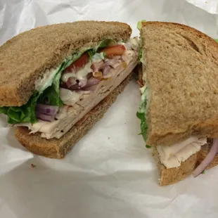 Today's special Turkey Club on wheat. I really wanted it on Challah just because it's so good. lol.