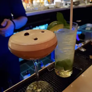 a cocktail in a martini glass