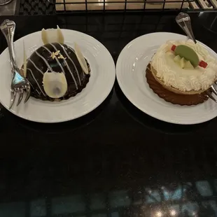 Chocolate bomb and key lime pie