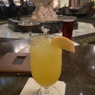 Having a Rubber Duck Cocktail while awaiting the March of the Ducks!