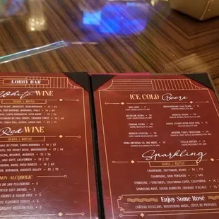 two menus on a table