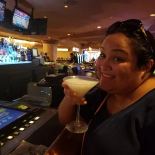 The red velvet martini was exactly what she wanted!