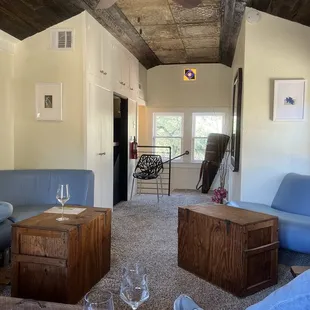 Upstairs. Comfortable seating.