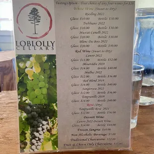 Quite the menu of wines, you can try from the region. All I tried were fantastic, and I tried 4-5.