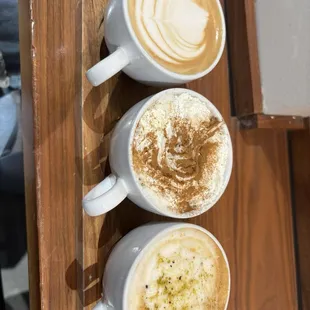 coffee flight + hot chocolate