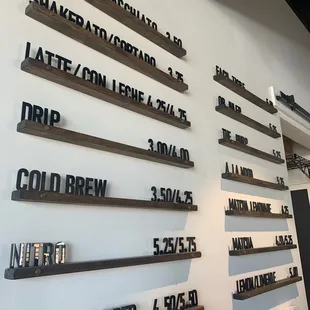 Cute display for drink menu on the wall