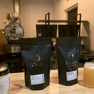 Drip decaf, fresh roasted beans, Tactical Beer
