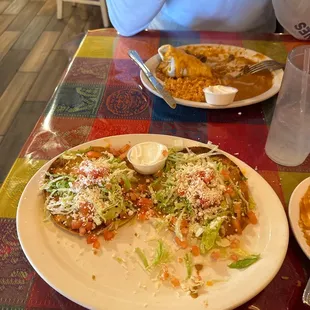 I got the bean tostadas they were amazing i already ate one it come with three!! they are great here and great service!