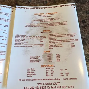 menu