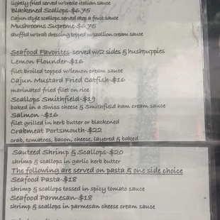 Updated menu from 09/05