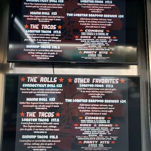 the menu and prices