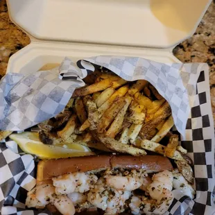 Shrimp Roll with Hand-Cut French Fries
