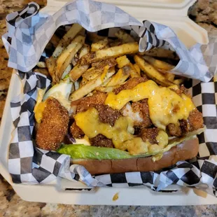 Shrimp Po Boy with Tomato Cajun Tartar &amp; Hand-Cut French Fries