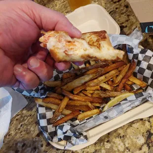 Lobster in the top half of the roll only