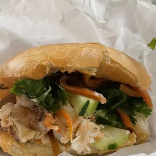 Delicious lobster banh mi