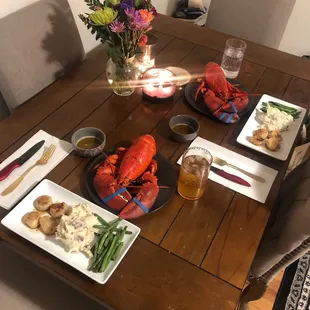 Finished meal :) lobsters and scallops from here!