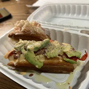 Cali Dog (front), Crab Roll (back)