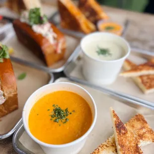 Lobster Bisque and Clam Chowder