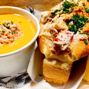 Lobster Bisque &amp; Lobster and Crab Roll