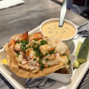 Warm Lobster Roll with Lobster Bisque