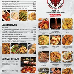 the menu for the restaurant