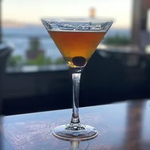 Honey Manhattan: Woodinville port-finished bourbon, housemade honey syrup.