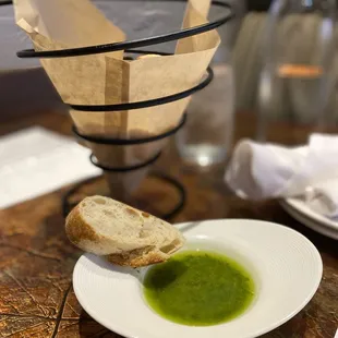 Salsa verde with warm bread