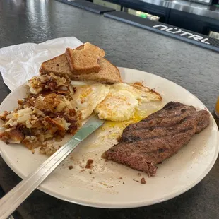 Steak and Eggs. The steak was surprisingly amazing!