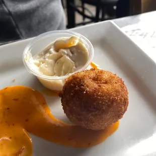 Sauerkraut balls with horsey dip