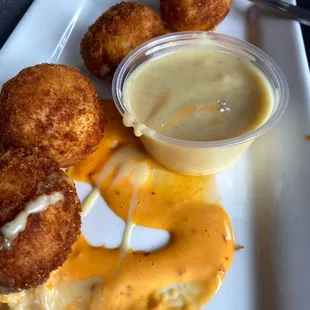 Sauerkraut balls. Sub honey mustard for the horsey dip they usually serve.  Boom boom sauce adds some kick too!!