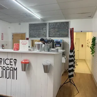 the front desk of the ice cream parlor