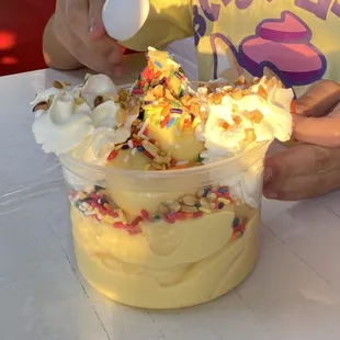 vanilla sundae with sprinkles