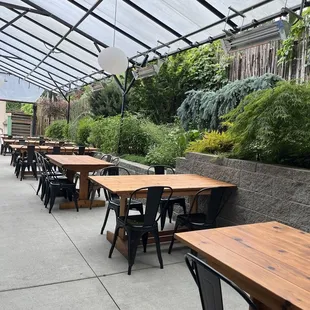 Ample outdoor patio seating out back