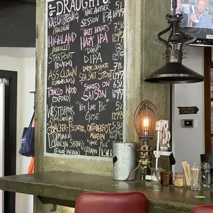 chalkboard menu