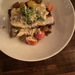 Seared wahoo with crab bechamel