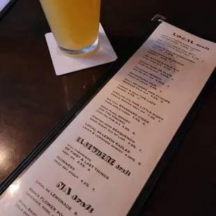 Beer menu