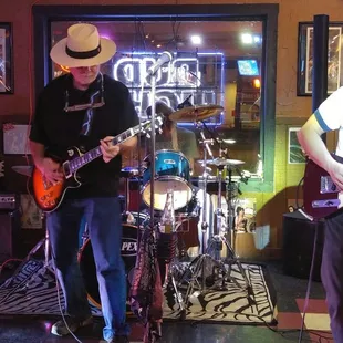 a band playing in a bar