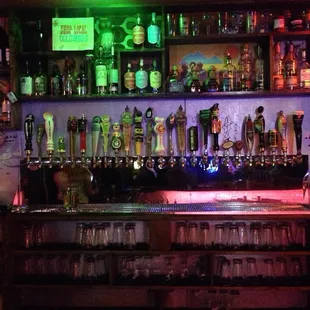 a variety of beers on shelves