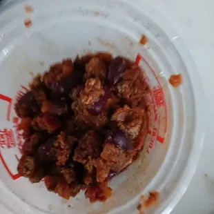 This is the dry clump of chili they sent me in a plastic cup! Can you believe it?