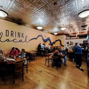 people eating and drinking