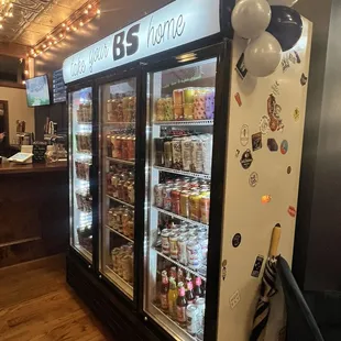 a display of drinks and beverages