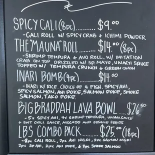 Specials menu