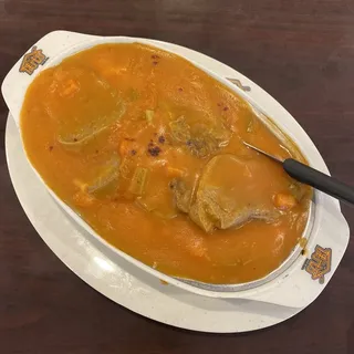 B13. Baked Ox Tongue in Tomato Sauce Over Rice