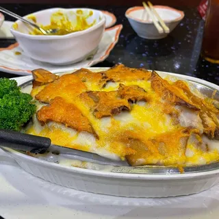 B3. Baked Chicken Fillet in Mushroom Cream Sauce Over Rice