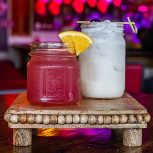 two jars of drinks