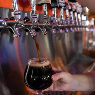 a beer being poured