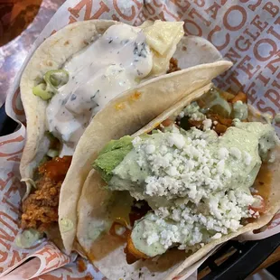 Mac Attack taco and (I'm pretty sure) the Cali Chicken taco