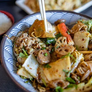 Beef Slices Hot Bowl w/ House Special Dry Mix w/ added Quail eggs ($21 + $4/eggs)