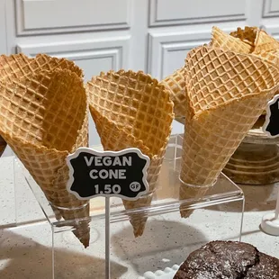 waffle cones and chocolate cake